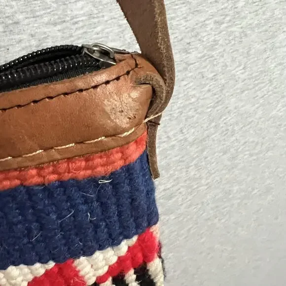 Woven Sisal Crossbody Shoulder Bag Womens Handmade Leather Strap Boho Southwest - Picture 5 of 12